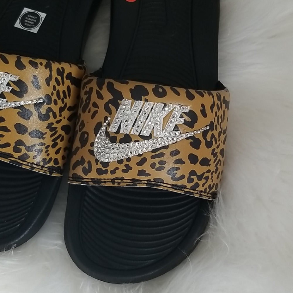 New bling Cheetah print Nike Slides - Picture 6 of 6